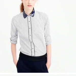 JCrew sequin collar perfect fit buttons down